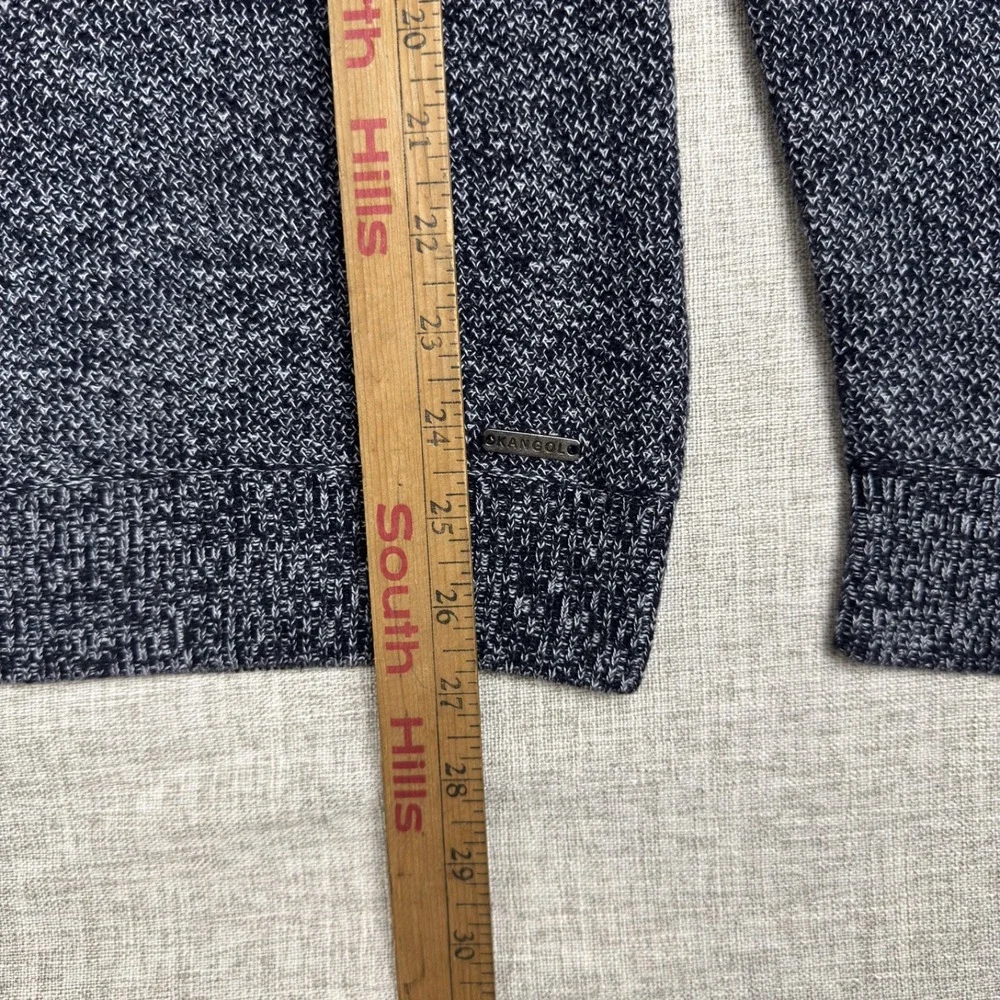 Kangol Mens XL Marled Knit Crewneck Sweater‎ Gray Black Cotton Logo